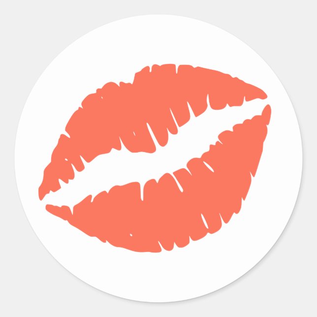 Tomato Lipstick Print Classic Round Sticker (Front)