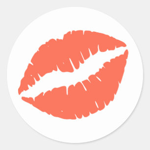 Tomato Lipstick Print Classic Round Sticker