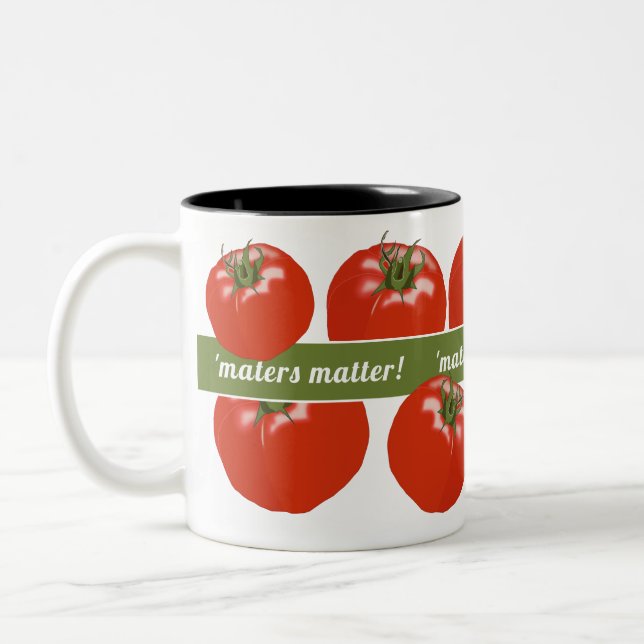 Tomato Lover Gardener Tomatoes Matter Fun Two-Tone Coffee Mug (Left)