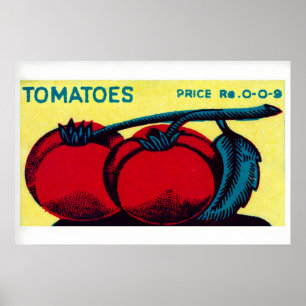 Tomato Matchbox Art Print, Indian Vintage Pop Art Poster