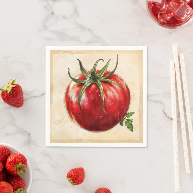 Tomato Old-School Drawing Napkin (Insitu)