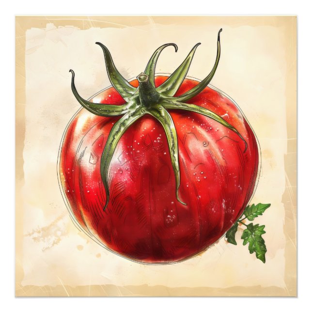 Tomato Old-School Drawing Photo Print (Front)