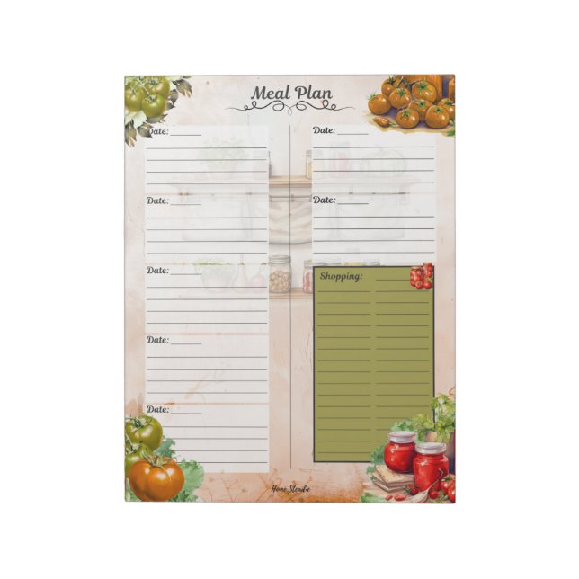 Tomato Paste Meal Planner Notepad (Rotated)