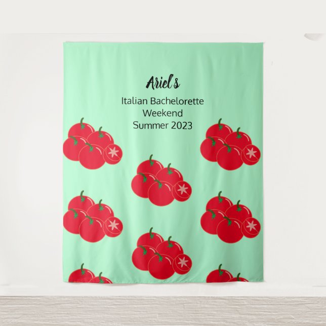 Tomato Pattern Bachelorette Party Wedding Backdrop Tapestry (Front)
