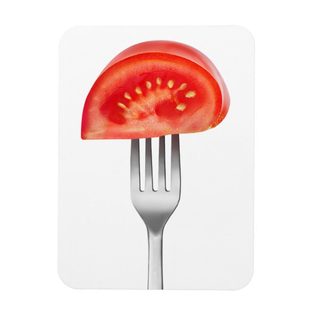 Tomato piece on a fork magnet (Vertical)