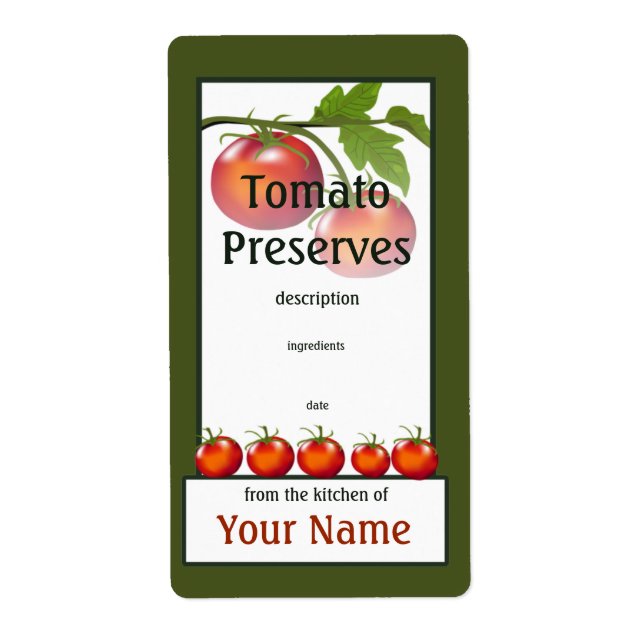 Tomato Preserved Kitchen Label (Front)