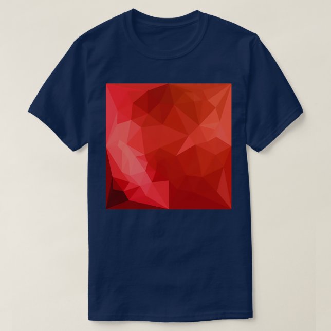 Tomato Red Abstract Low Polygon Background T-Shirt (Design Front)
