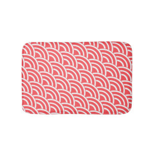 Tomato red and white deco bath mat