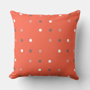 tomato red, brown and white dots cushion