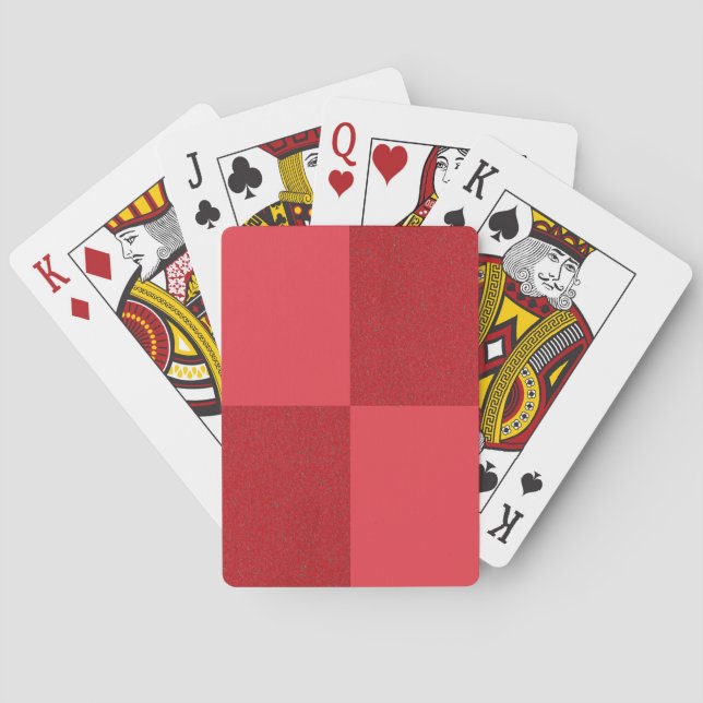 Tomato Red Chequered Grid Playing Cards – Customis (Back)