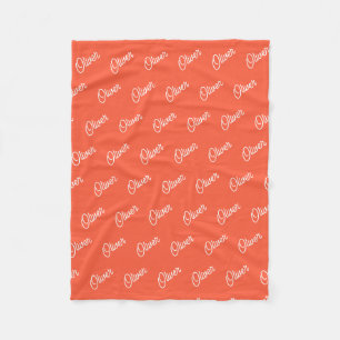 Tomato Red Custom Kids Name Repeat Fleece Blanket