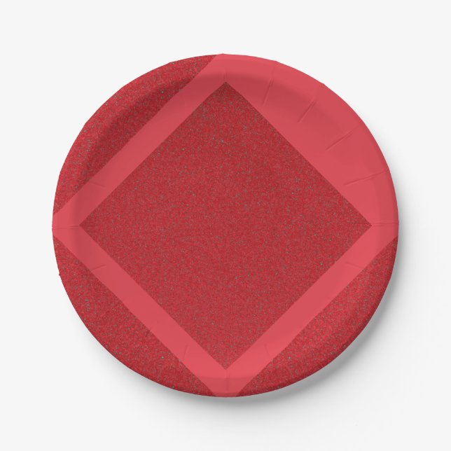 Tomato Red Diamond Frame Party Plate – Customise (Front)