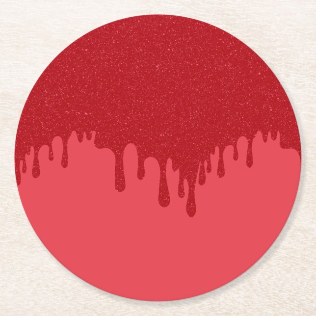 Tomato Red Drip Custom Paper Coaster (Front)