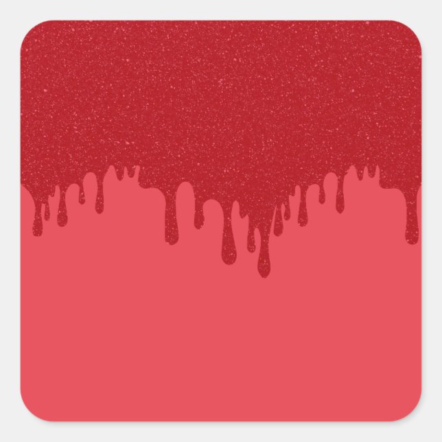 Tomato Red Drip Effect Square Stickers – Customise (Front)
