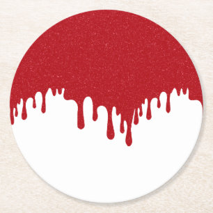 Tomato Red Drip Modern Custom Paper Coaster