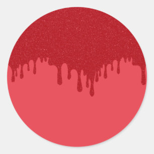 Tomato-Red Drip Round Stickers – Customisable