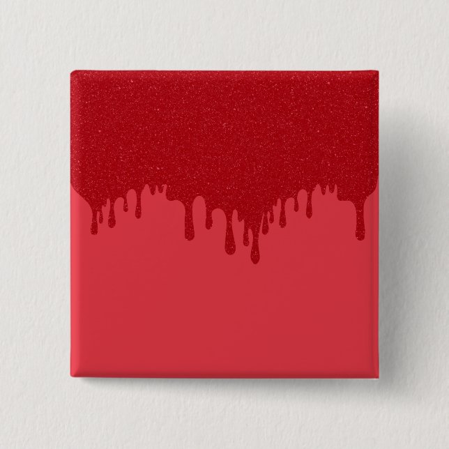 Tomato-Red Drip Square Button – Customisable (Front)