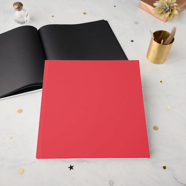 Tomato Red Guest Book with Black Pages – Customise (Front Open)