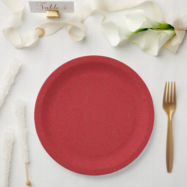 Tomato Red Noise Texture Party Plate – Customise (Wedding)