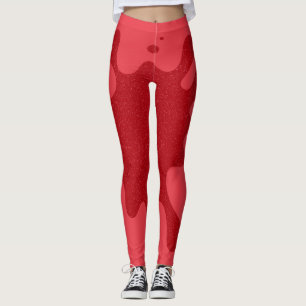 Tomato Red Speckle-Panel Leggings – Customisable