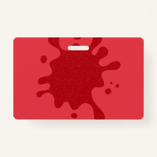 Tomato-Red Splash Custom Name Badge ID Badge