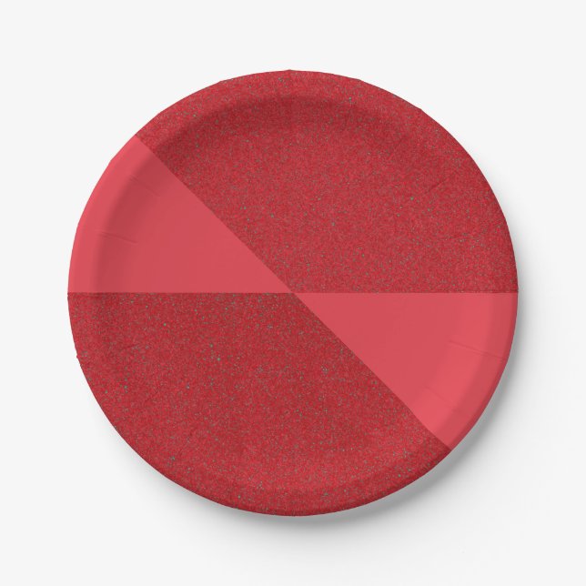 Tomato Red Split Texture Party Plate – Customise (Front)