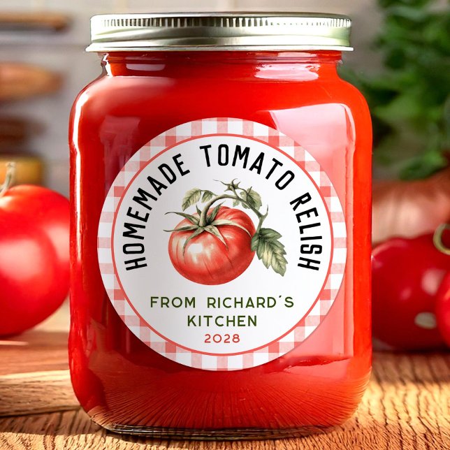 Tomato Relish homemade recipe Classic Round Sticker (Creator Uploaded)