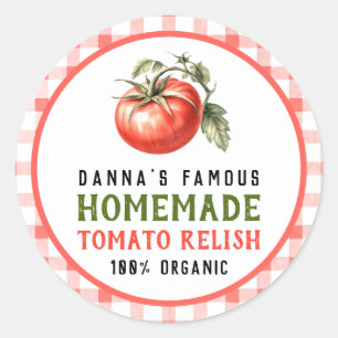 Tomato Relish label with red tomato farm look
