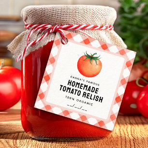 Tomato Relish label with red tomato farm look