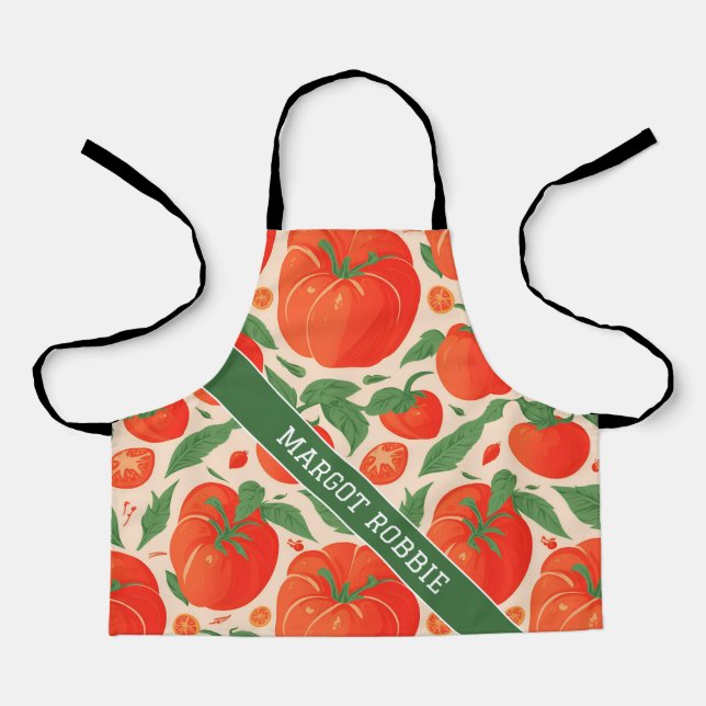 Tomato Retro Colourful Personalised Pattern Apron (Front)