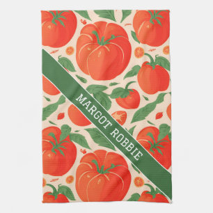 Tomato Retro Colourful Personalised Pattern Tea Towel