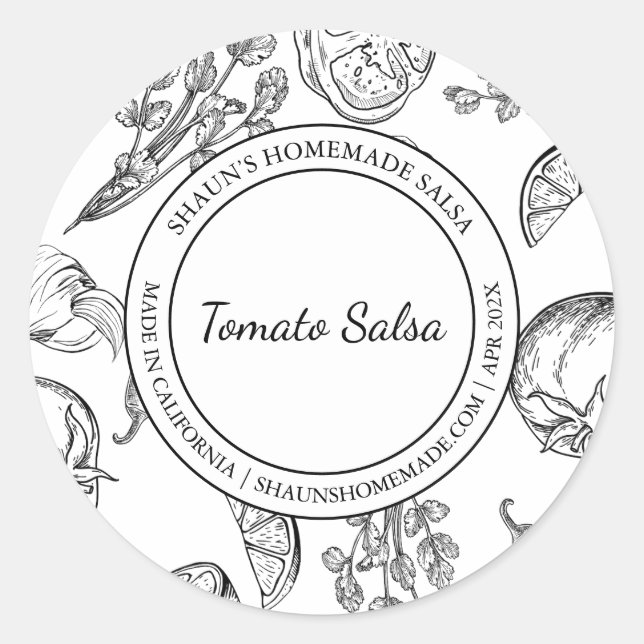 Tomato Salsa Sketch Modern label (Front)