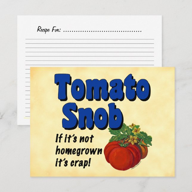 Tomato Snob Custom Recipe Card (Front/Back)