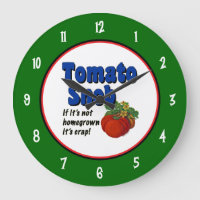 Tomato Snob Saying with Numbers on Green Clock