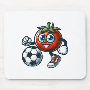 Tomato Soccer Player Cute Cartoon With Footbyll Mouse Mat