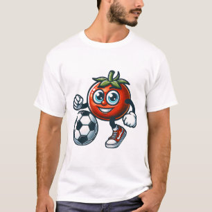 Tomato Soccer Player Cute Cartoon With Footbyll T-Shirt