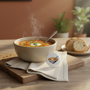 Tomato Soup Bowl with Spoon 7.5 Cm Round Badge
