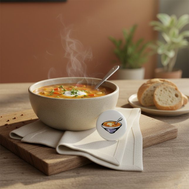 Tomato Soup Bowl with Spoon 7.5 Cm Round Badge (Creator Uploaded)
