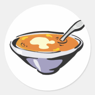 Tomato Soup Bowl with Spoon Classic Round Sticker
