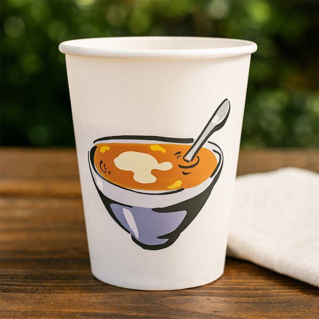 Tomato Soup Bowl with Spoon Paper Cups (Creator Uploaded)