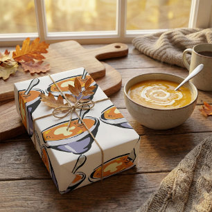 Tomato Soup Bowl with Spoon Wrapping Paper