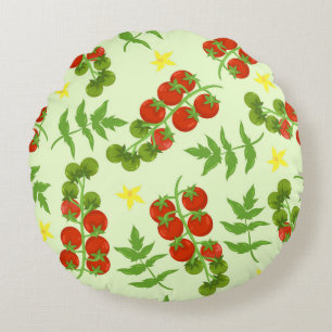 Tomato Tango: Vintage Vegetable Print Round Cushion