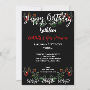 TOMATO VINE PHOTO GARDEN PARTY BIRTHDAY INVITATION