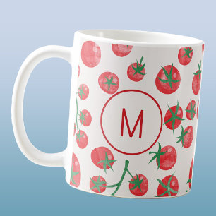 Tomato Watercolor Mediterranean Monogram Initial Coffee Mug