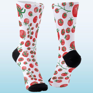 Tomato Watercolor Mediterranean Socks