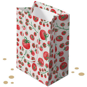 Tomato Watercolor Pattern Medium Gift Bag
