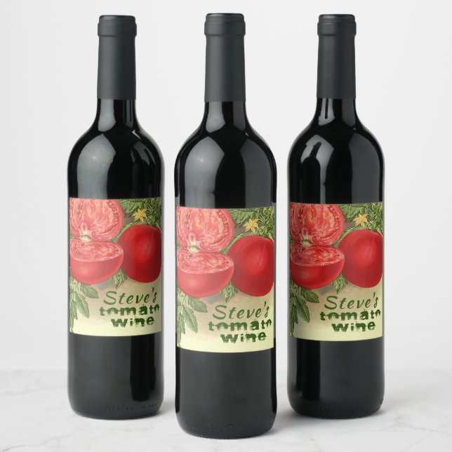 Tomato Wine Artsy personalised distressed font Label (Bottles)