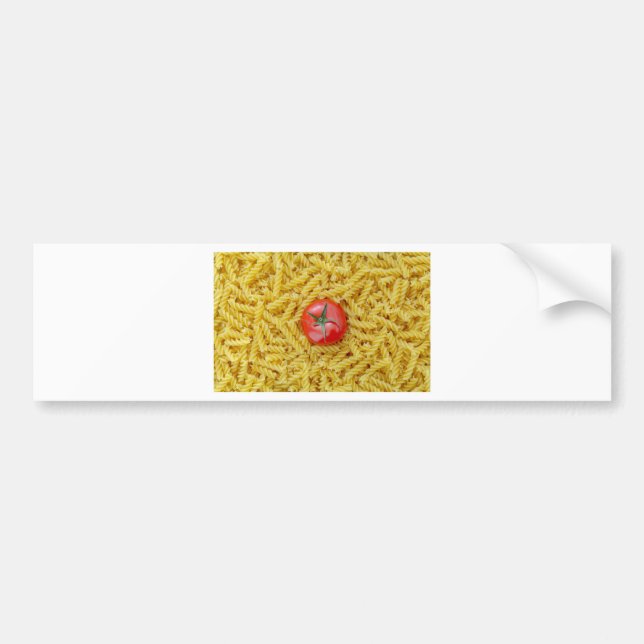 Tomato with fusilli pasta bumper sticker (Front)