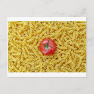 Tomato with fusilli pasta postcard