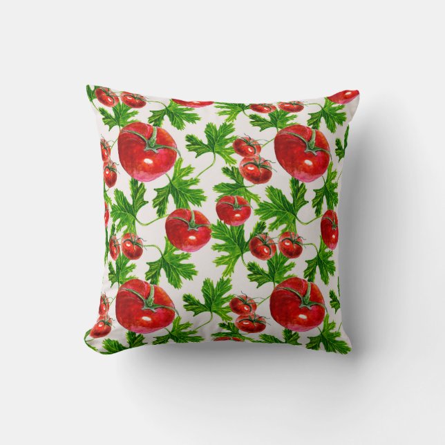 Tomato with Leaves Pattern Cushion (Front)